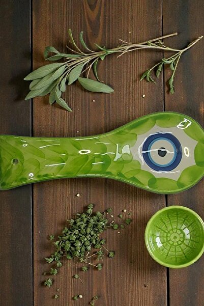 Revard Hediyelik Ceramic Handmade Green Spoon Rest