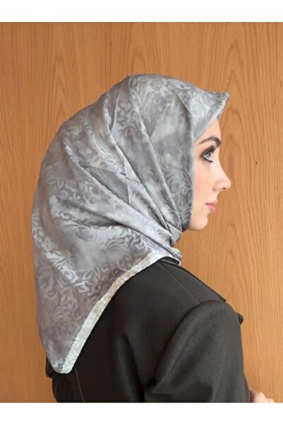 Aker İpek Jakarlı Sura Eşarp IST 7208407 - 411 Gri Çiçek Desen