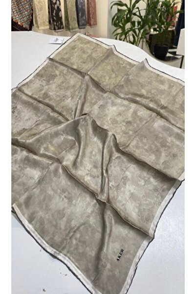 Aker İpek Jakarlı Sura Eşarp IST 7208403- 331 Krem-Gold Simli Lale Desen