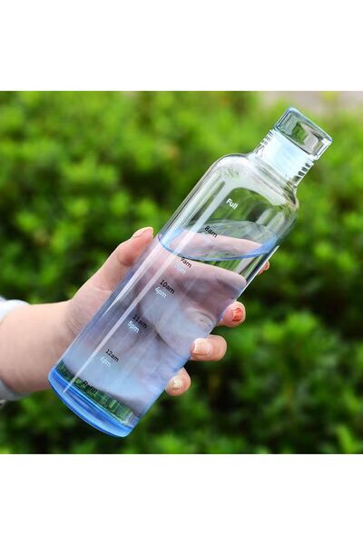 Elsa Home Borosilikat Cam Su Şişesi-Cam Su Matarası - 500 ml Mavi