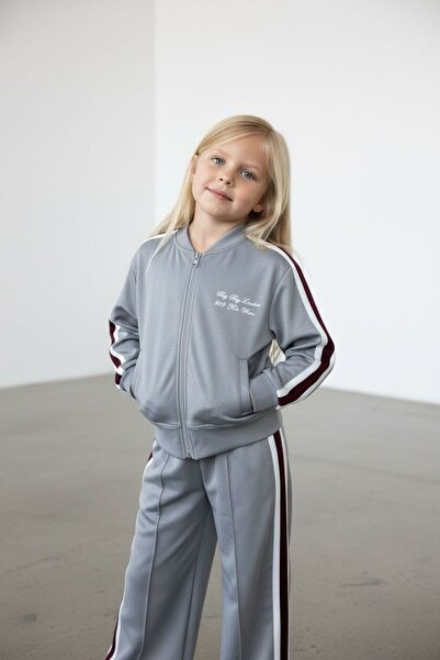 RONYPONY Girl's Black Striped Tracksuit Set