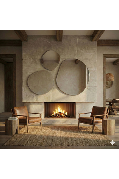 FNC CONCEPT Üçlü Ayna Duvar Seti Asimetrik Modern Konsol Aynası (50-70-90cm)