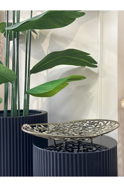 HERA DEKOR طبق بيضاوي مزخرف مصبوب مستورد