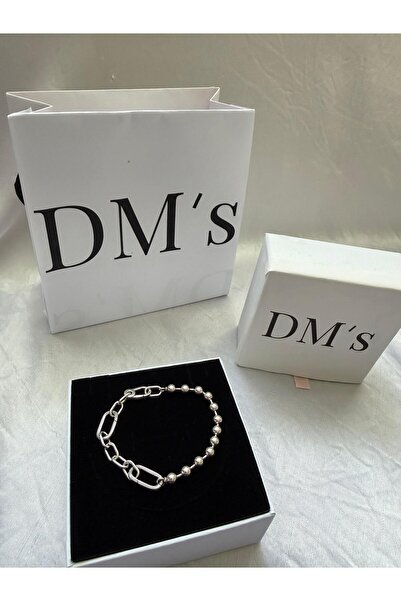 DM’s Silver Yarı Boncuk Yarı Zincir Gümüş Bileklik