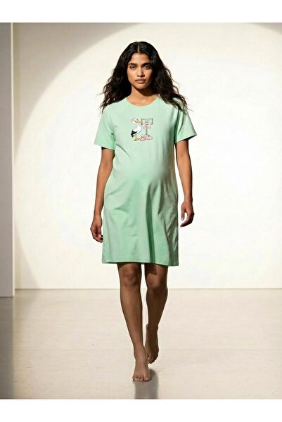 cotonhause Women's Short Sleeve 100% Cotton Green Breastfeeding Comfortable M...