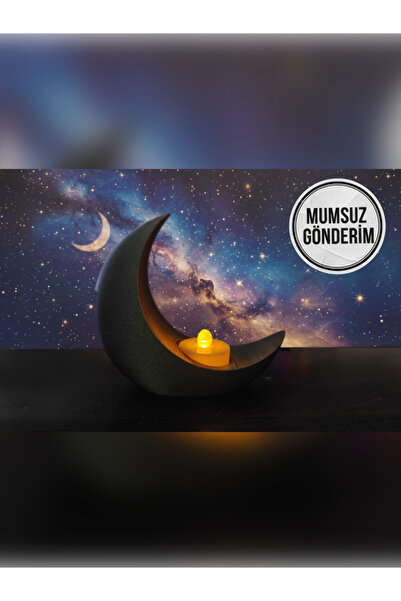 Filkorium3D Sade ve Zarif Hilal Şeklinde Mumluk - Ramazan Hediyesi Ay Mumluk ...
