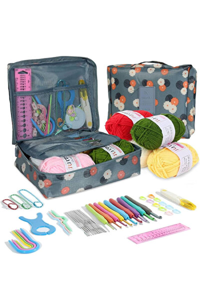 GZYIZHOU طقم كروشيه للمبتدئين والبالغين مع حقيبة حمل، طقم حياكة للمبتدئين وال...