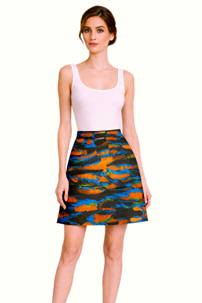 Kahra Collection Patterned High Waist Lightweight Stretch Fabric Fabric Knee ...