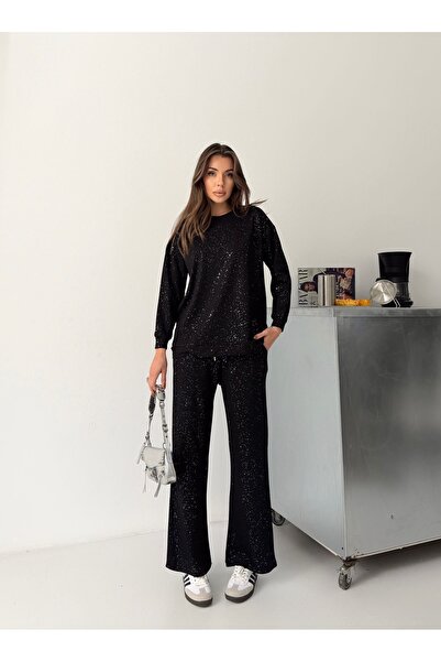 Tarzımızbir Glitter Tracksuit Top and Bottom Set, Islamic Clothing, Modal Fabric