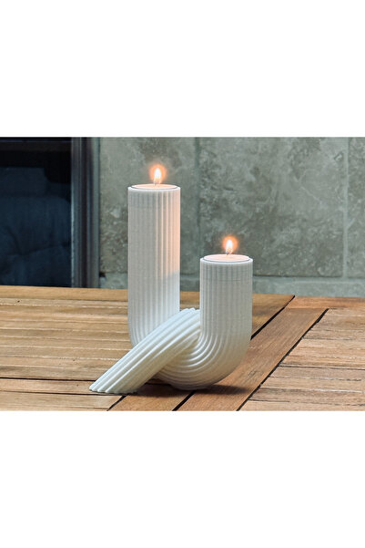 3D Baskı flx 3D Baskı Modern Dekoratif Mumluk | İkili Dalga Tasarımlı Mum Sta...