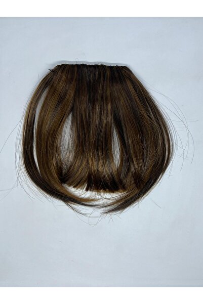 Trendpostiş Kahverengi Balyaj Kahkül Saçak Klipsli Doğal Görünümlü Perçem