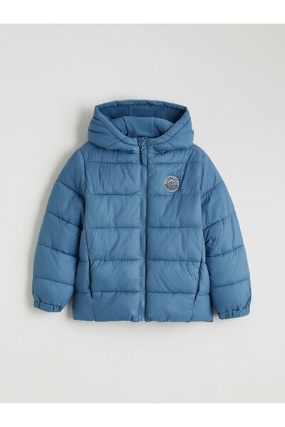 LC Waikiki Lcw Kids Blue Hooded Fleece-Lined Boys' Puffer Jacket