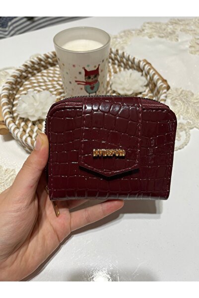 Baykuş Boutique Burgundy Embossed Women's Wallet and Accessories