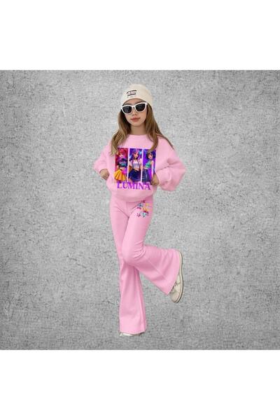 Kids Çocuk Pembe Lumina Baskılı İspanyol Alt Üst 2'Li Takım