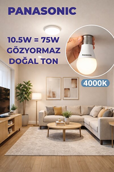 PANASONIC 4000K LED Ampul 10,5W – Parlak Günışığı, Enerji Verimli, E27 Duylu