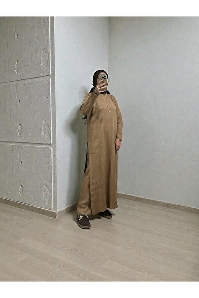 MODA S&S BZLİNE Yırtmaçlı tam boy tunik ve pantolon triko ikili takım