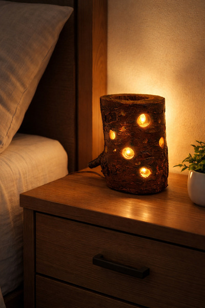 CNC WOOD STYLE KÜTÜK ABAJUR