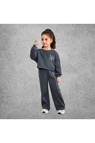 Kids Çocuk Füme Çımalı Uas Baskılı 2'li Alt Üst Takım