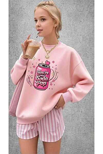 Kids Çocuk Pembe SodaPop Baskılı Sweatshirt