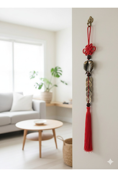 PİRAMİGO Feng Shui Çift Koi Balığı 6'lı Çin Şans Parası Bereket Ve Bolluk Tılsımı Duvar Askısı
