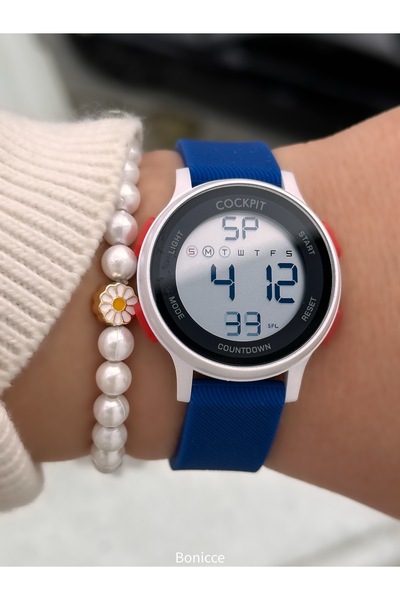 Cockpit Girl's Watch-In Gift Package-Digital Sports-Navy Blue Silicone Band-P...