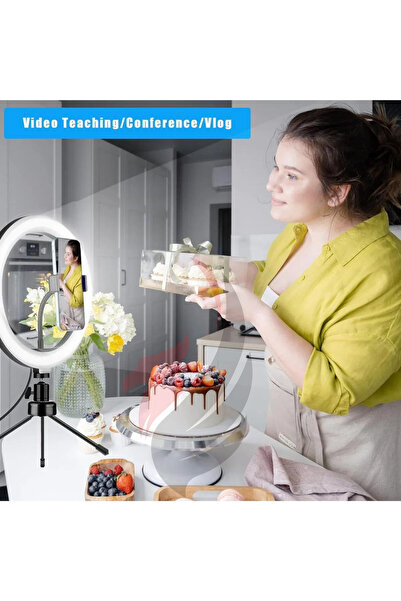 FeyzaDesign Masaüstü Tripodlu LED Halka Işığı, İnfluencer Canlı Yayın ve Self...