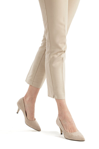 PAYZİN Stiletto Leather Suede 5 cm Thin Heel Round Toe Pointed Toe Closed