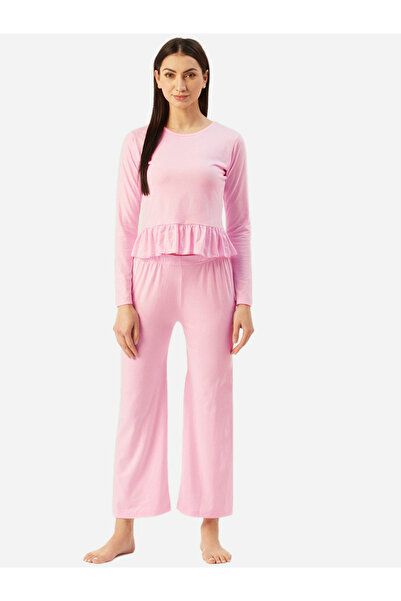 KLAMOTTEN By Styli Cotton Ruffled Edge Top and Pyjama Set