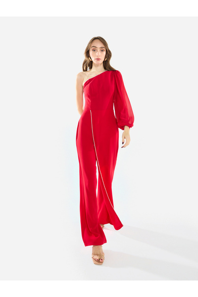 House of Moda By Styli Women Crystal Trim One-Shoulder Jumpsuit