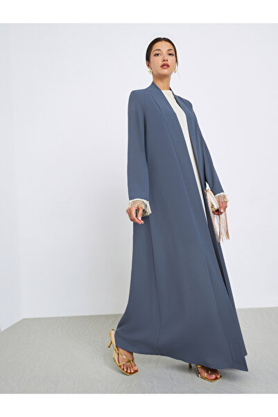 Styli Women Fringe Cuff Trim Abaya