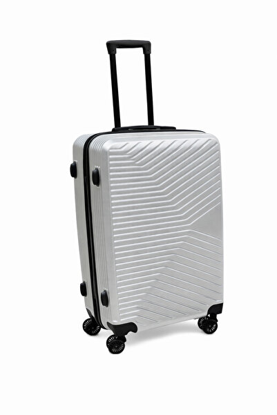 FAMILYMALLSA Silver metallic hard travel suitcase - Shockproof ABS constructi...