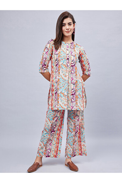 WineRed By Styli Women Printed Tunic with Trousers Co-Ords