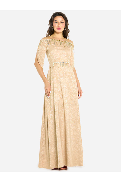 House of Moda By Styli Women Embellished Off Shoulder Gown Dress