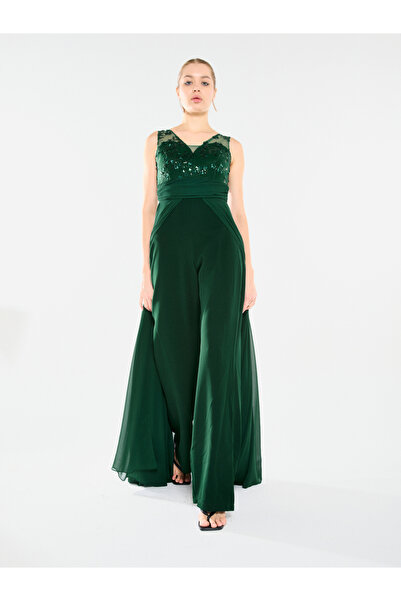 House of Moda By Styli Women Sequin Bodice Overlay Jumpsuit