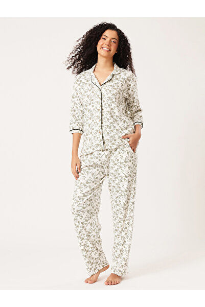 Clovia By Styli Floral Button-Down Shirt and Pyjama Set