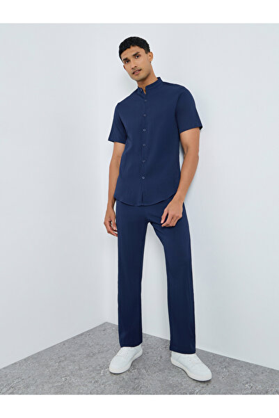Take Two By Styli Men Solid Stand Collar Shirt and Pants Co-Ords