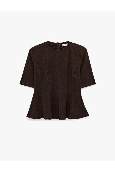 Koton Peplum Brown Femei tricou 6WAK50418EK