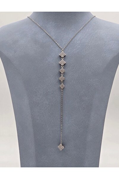 LUX LUNAE Pırlanta Görünümlü Çelik Yonca Kolye