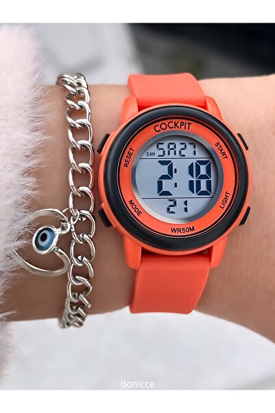 Cockpit Brand Water Resist, Alarm, Illuminated, Orange Silicone Strap Small C...