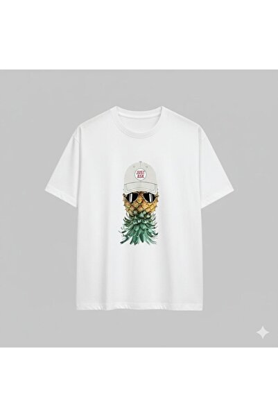CLASSY.MODA Tricou oversize unisex cu imprimeu ananas, cu ochelari și pălărie