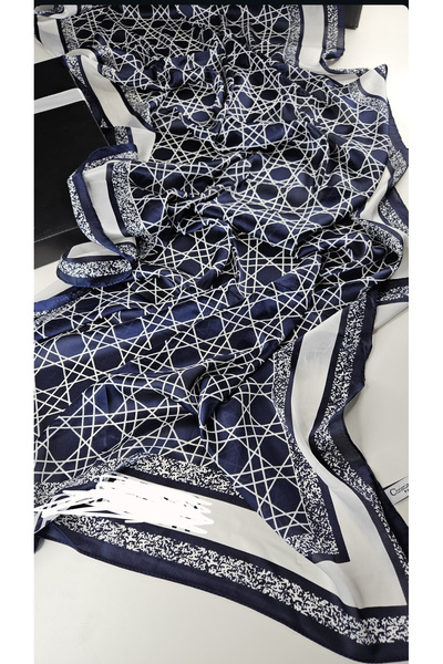 BUSCARFS İthal lacivert ipek şal