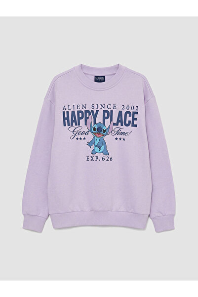 LC Waikiki سويت شيرت سميك للفتيات من ليلك ستيتش مطبوع