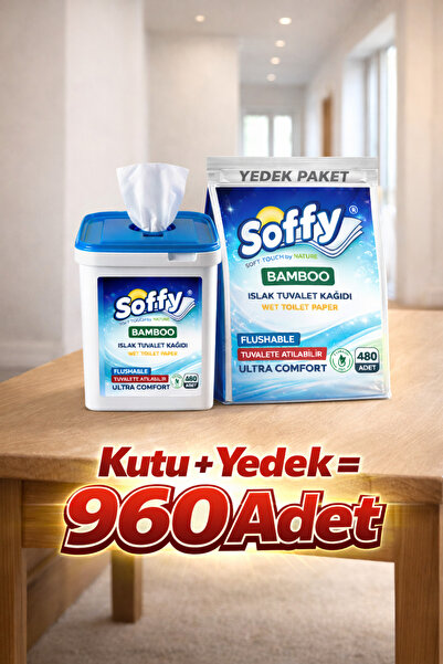 Soffy Yedekli Kutulu Islak Tuvalet Kağıdı Tuvalete Atılabilen Flushable 960 Adet