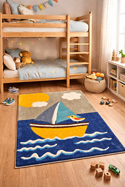 Ekim Tufting El Yapımı Tufting Tasarım Halı Gemi Kuş Tema