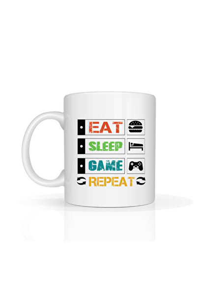 Printoot Eat Sleep Game Repeat Gamer Mug Gaming Gift Video Game Cup Ceramic C...