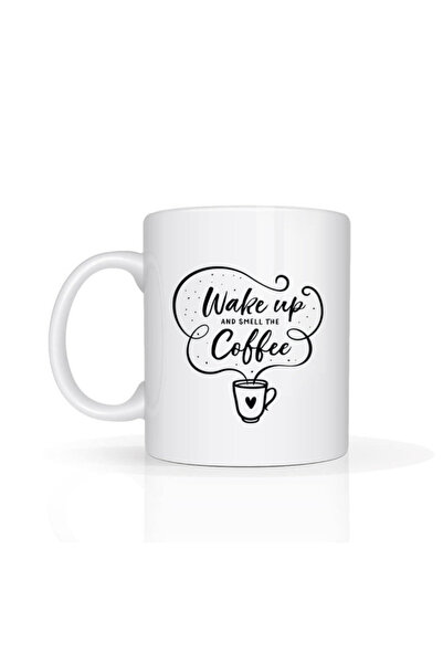 Printoot Wake Up Smell Coffee Motivational Mug Morning Cup Coffee Lover Gift ...