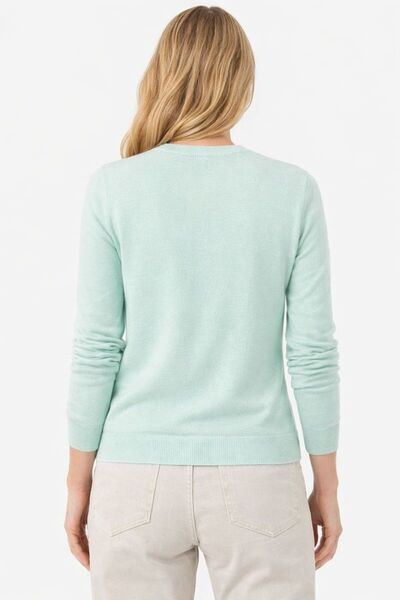 AJX TEKSTİL COMPANY سترة تريكو نسائية برقبة على شكل حرف V - سترة أنيقة ذات قص...