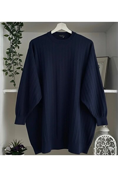 KEVRA Kadın Fitilli Dokulu Oversize Yarasa Kol Tunik