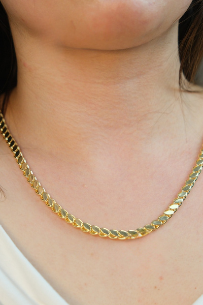 Fomogo Luxury PULLU ARPA KOLYE 316L Paslanmaz Çelik Gold Klasik Tasarım