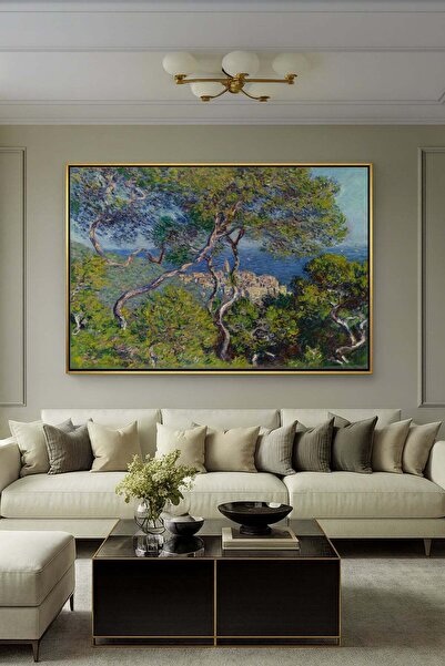 Wallivo Claude Monet Bordighera Gümüş Metal Çerçeveli Kanvas Tablo